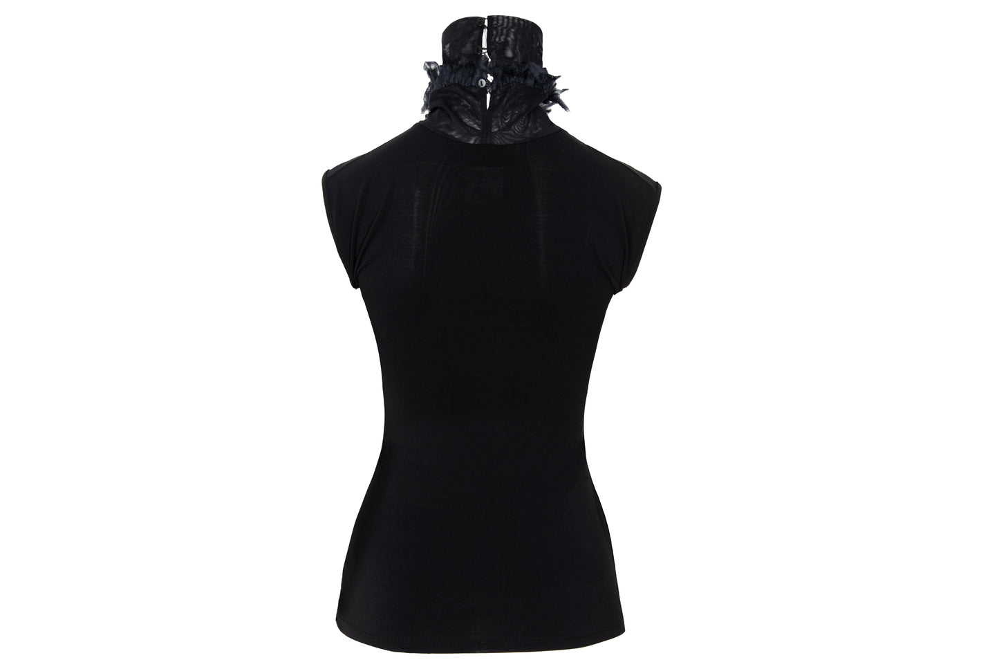 2000s Gianfranco Ferré black sheer mesh high neck sleeveless top