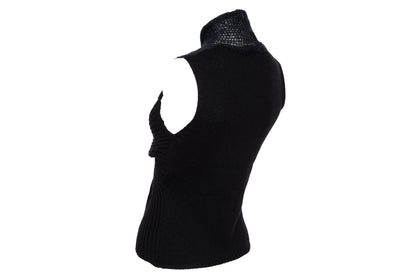 2000s avant garde black fuzzy mohair deformed knit cut out sleeveless top - Italian vintage
