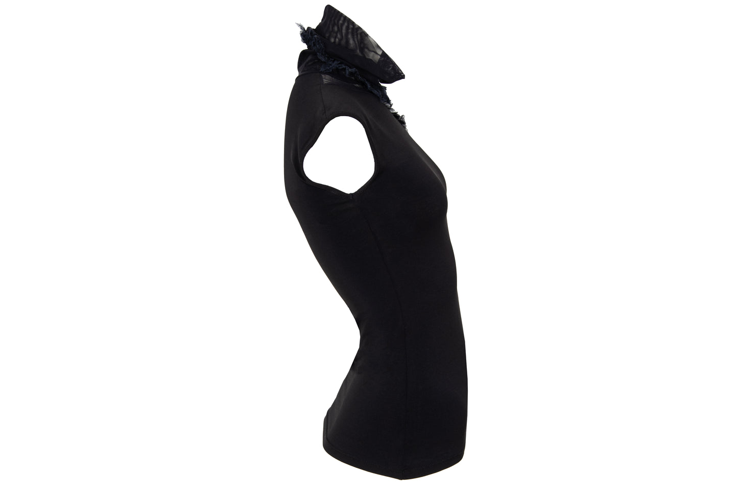 2000s Gianfranco Ferré black sheer mesh high neck sleeveless top