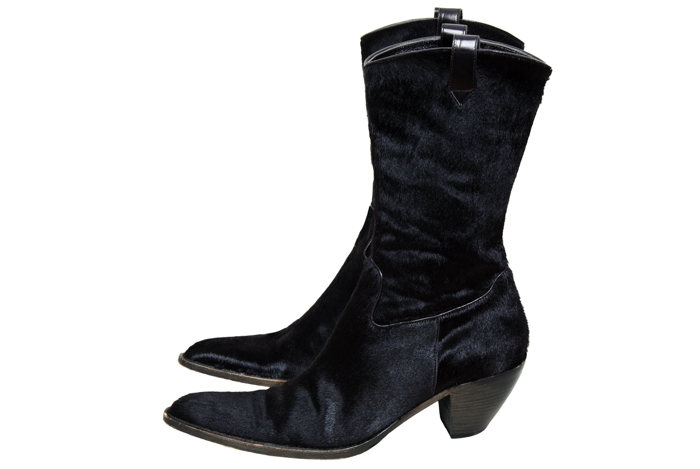 Vintage Italian black pony hair western boots - Genuine leather – Made in Italy