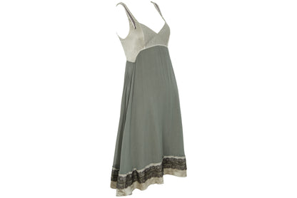 2000s Italian brand silk empire waist dress with lace trim - Made in Italy