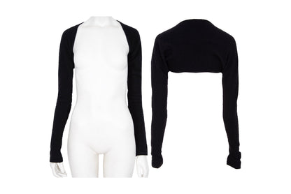 Vintage black cashmere cropped extra long sleeves bolero - Made in Italy