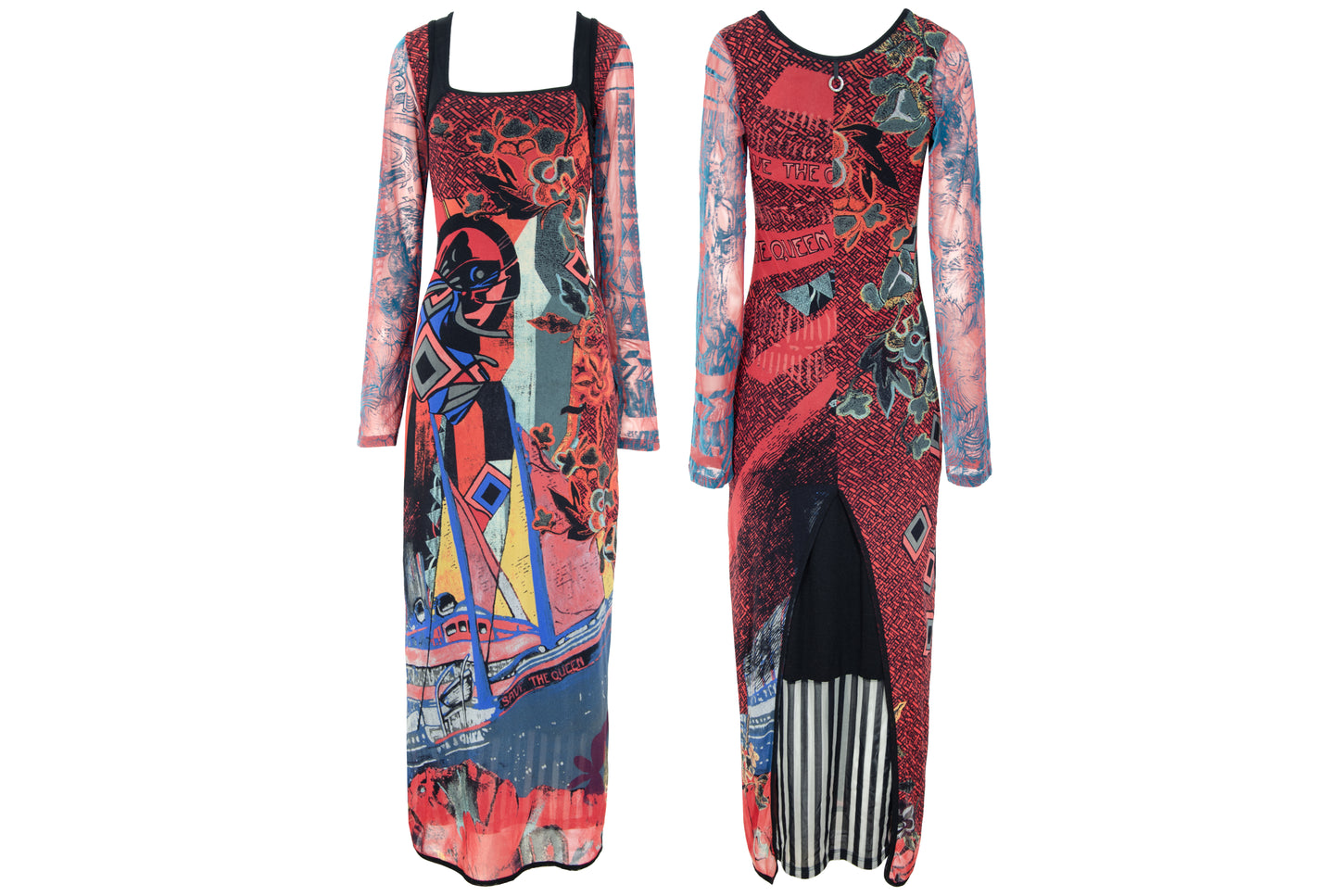 2000s Save The Queen abstract colorful print maxi dress - Made in Italy - M