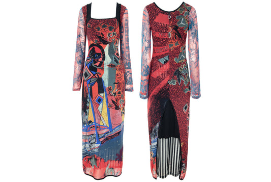 2000s Save The Queen abstract colorful print maxi dress - Made in Italy - M