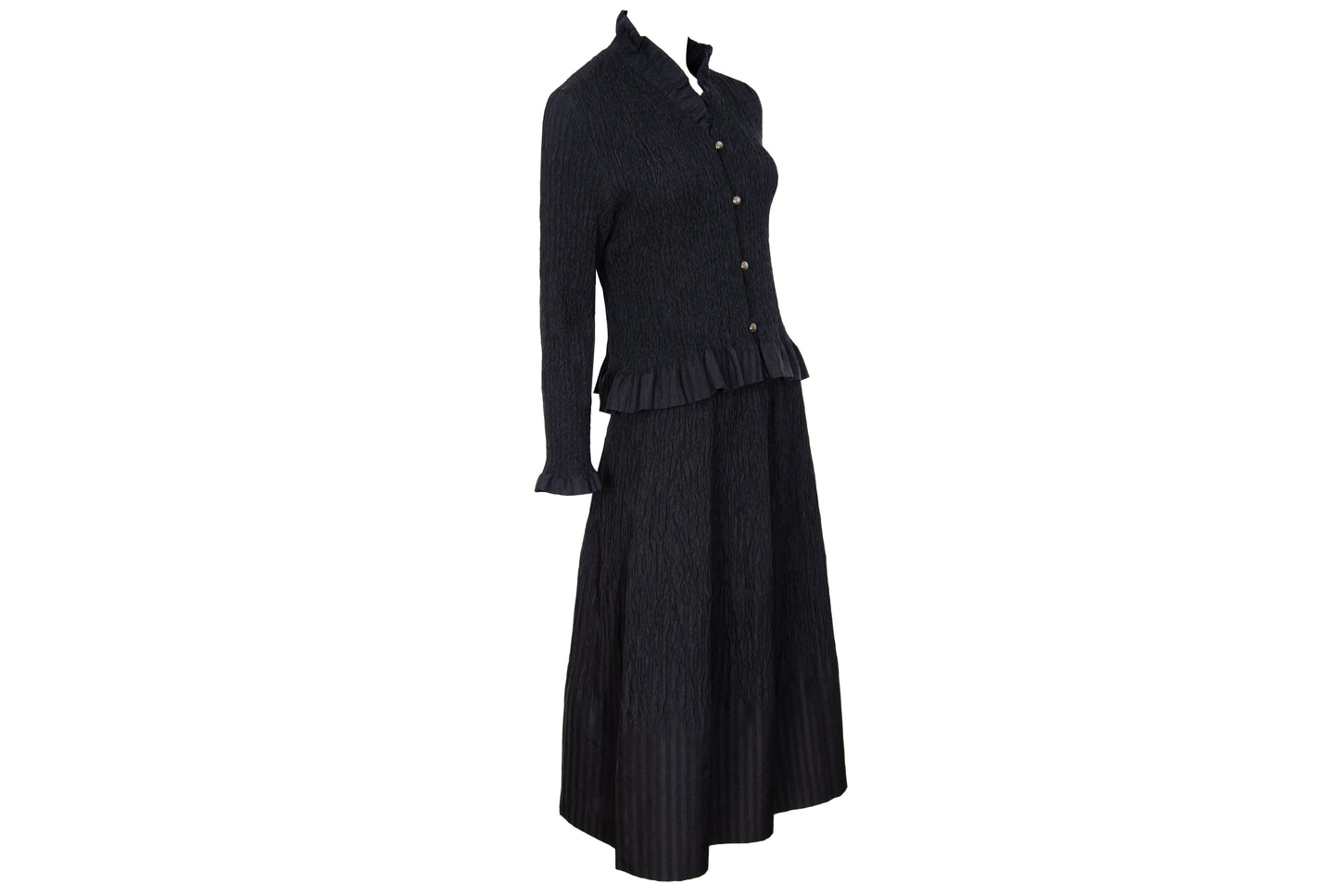 Vintage Akihiko Izukura silk permanent pleats shirt and skirt two piece set