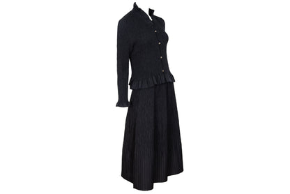 Vintage Akihiko Izukura silk permanent pleats shirt and skirt two piece set