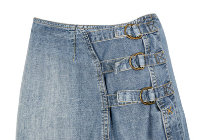 2000s Cop Copine light wash denim wrap skirt / Made in France