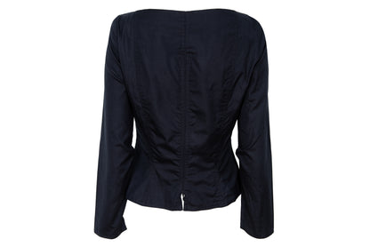 Vintage Easton Pearson black cotton corset inspired lace-up blouse with zip back opening
