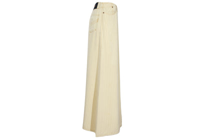 Vintage Jean Paul Gaultier butter yellow pinstripe low waisted maxi skirt