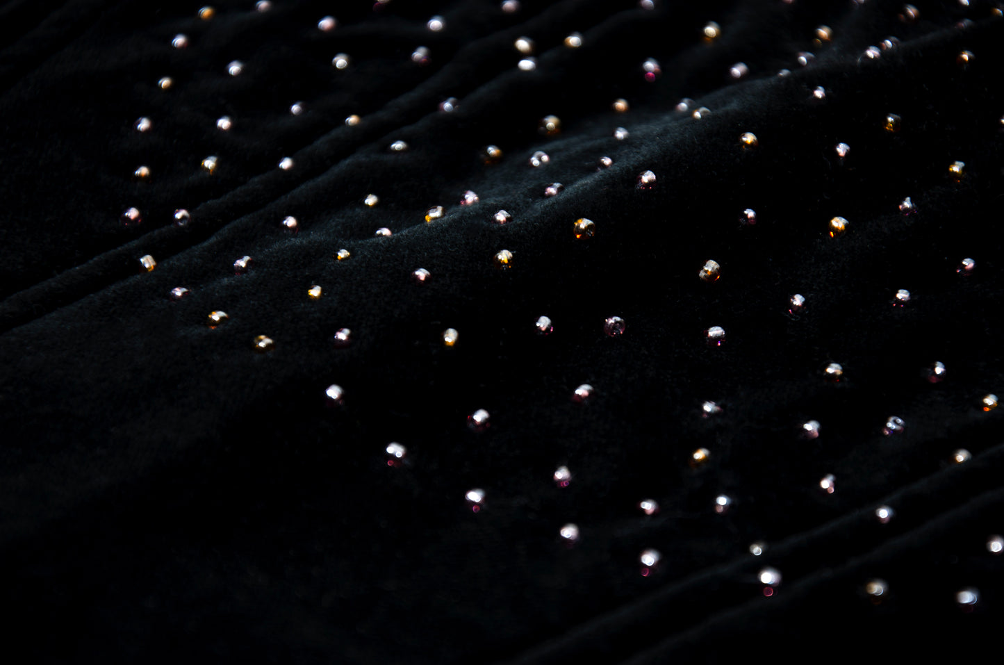 1990s Nicole Cadine black velvet corset with crystal beads and lace-up back