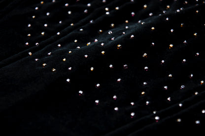 1990s Nicole Cadine black velvet corset with crystal beads and lace-up back