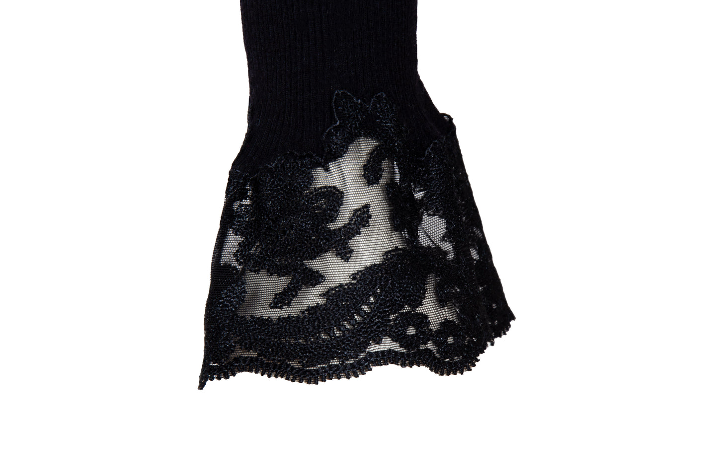 Vintage silk and wool sheer lace plunging neckline long sleeves top / Made in Italy