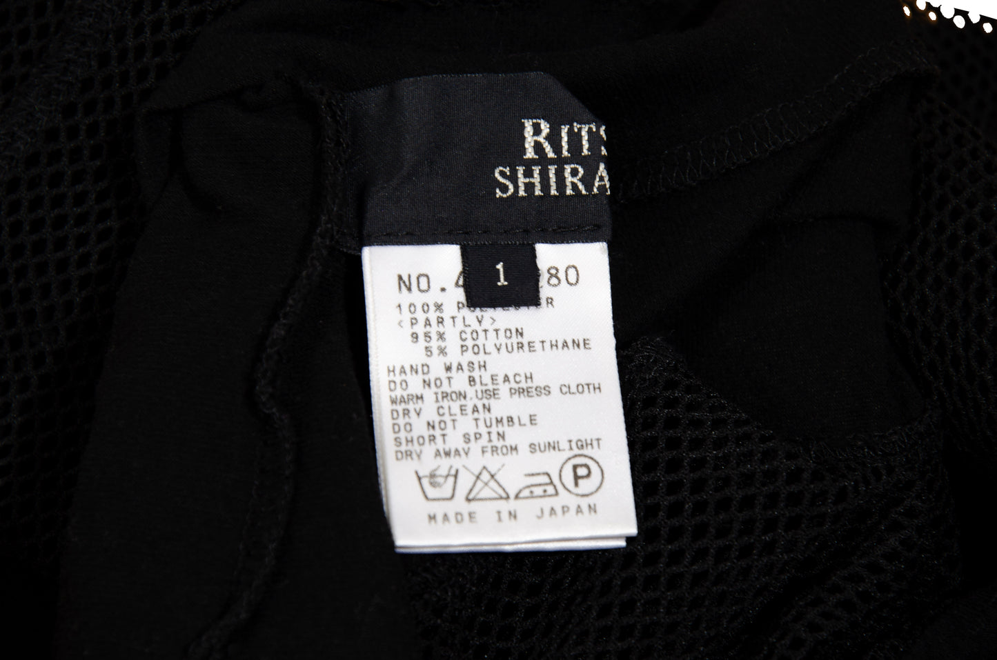 Vintage Ritsuko Shirahama black fishnet top with contrast panels and asymmetrical construction