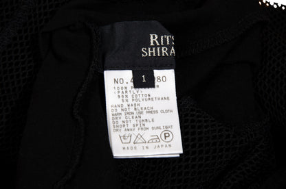 Vintage Ritsuko Shirahama black fishnet top with contrast panels and asymmetrical construction