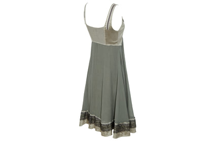 2000s Italian brand silk empire waist dress with lace trim - Made in Italy