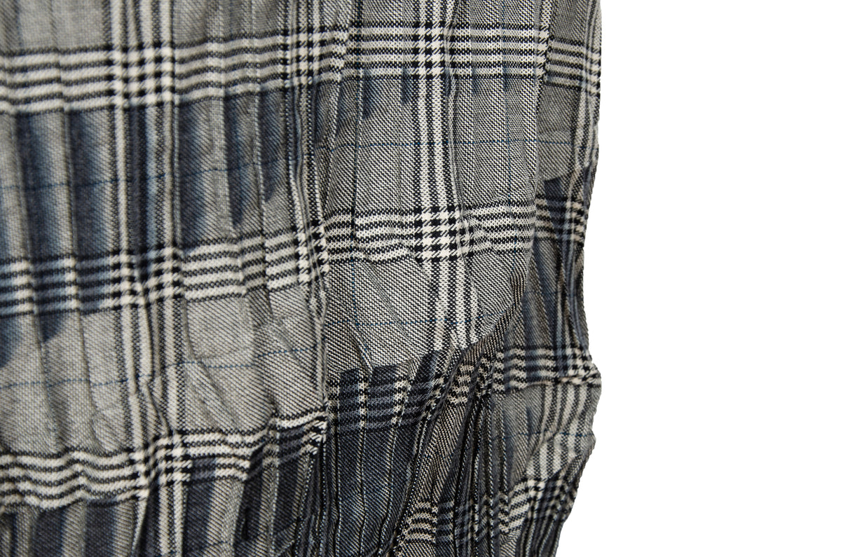 2000s permanent pleats plaid deconstructed avant garde skirt - Vintage French brand - Made in France