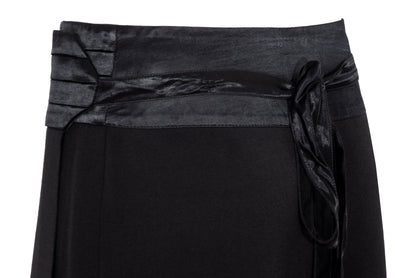 F/W 2001 Simultaneous black mini wrap skirt with pleated satin cummerbund waistband