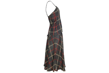 Vintage linen checkered two piece top and skirt set / Made in Italy