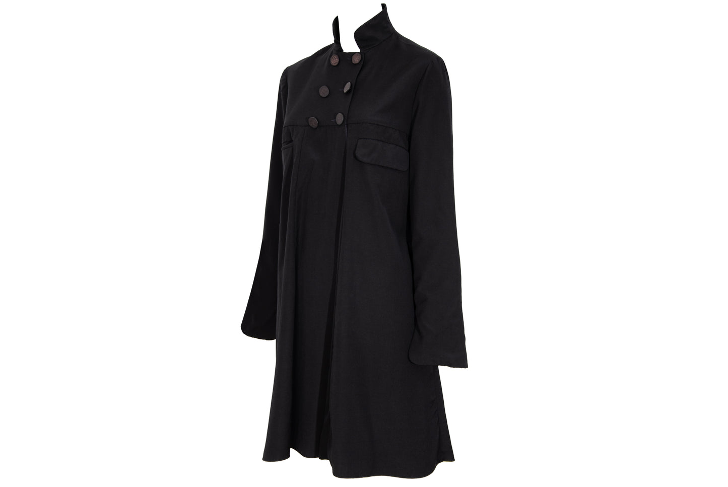 Vintage Chloé black military inspired double breasted lightweight coat - Made in France