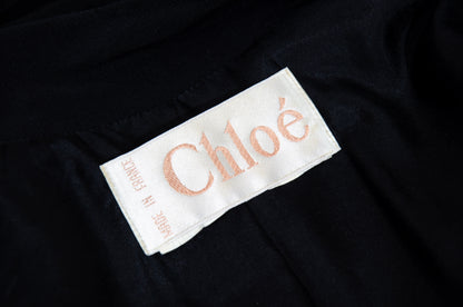 Vintage Chloé black military inspired double breasted lightweight coat - Made in France