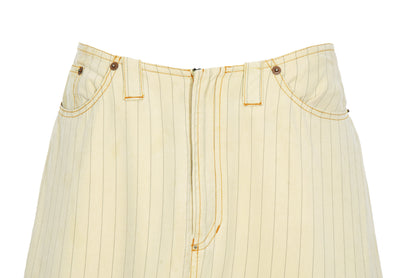 Vintage Jean Paul Gaultier butter yellow pinstripe low waisted maxi skirt