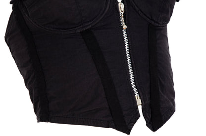 1990s Italian brand black cotton cropped bustier top / Made in Italy