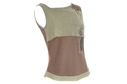 2000s Cop Copine cotton tank top with mesh overlays and abstract photo print