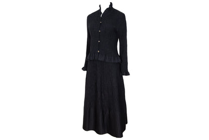 Vintage Akihiko Izukura silk permanent pleats shirt and skirt two piece set