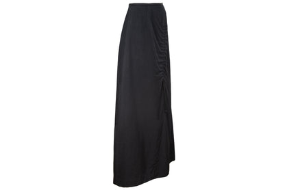 Vintage Atsuro Tayama black wool maxi skirt with adjustable ruched drawstring - Made in Japan