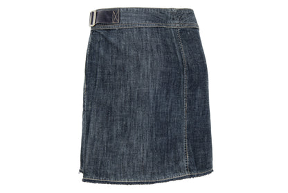 2000s Marithé + François Girbaud technical button front denim mini skirt with buckle details