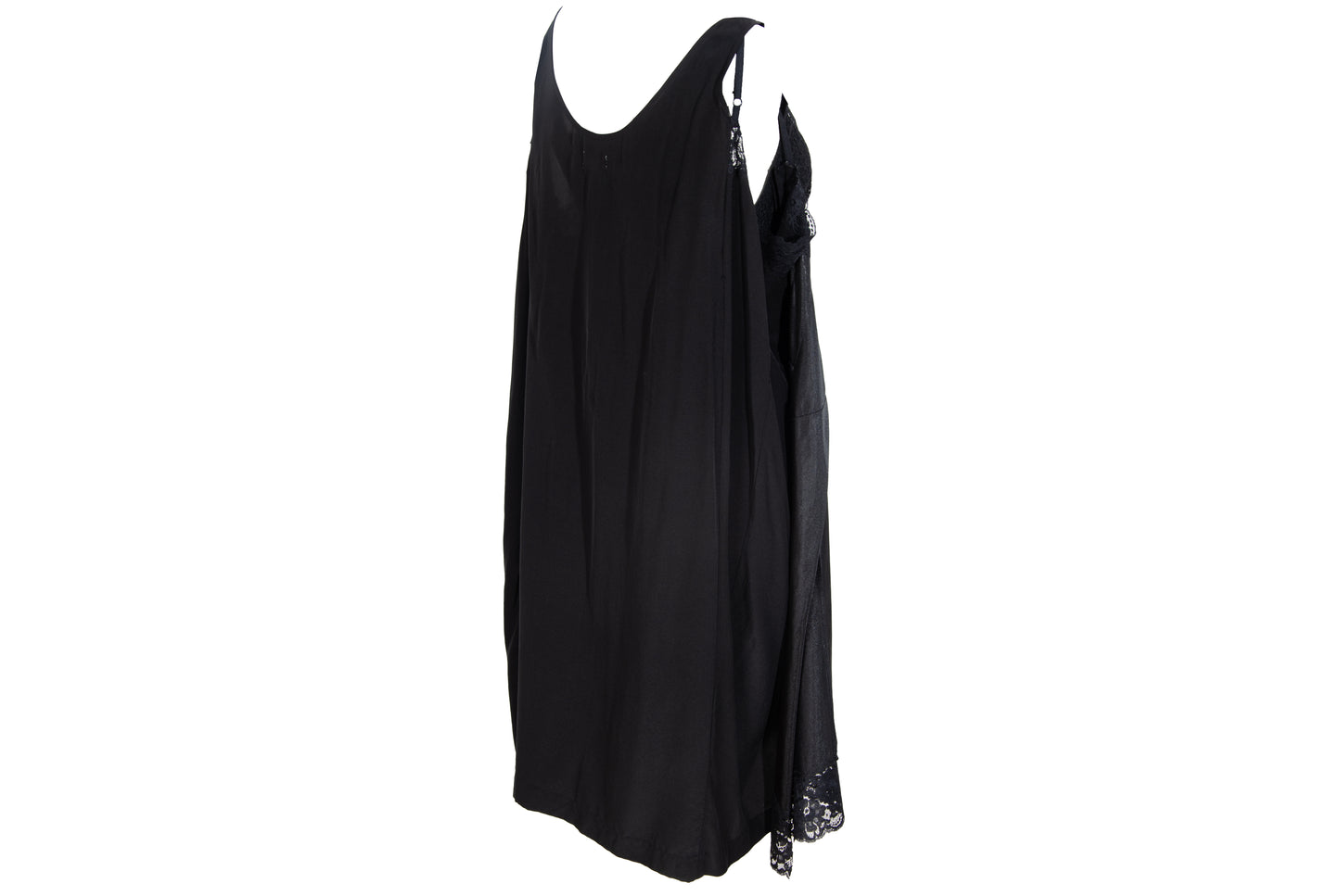 Vintage Japanese brand 100% silk experimental lingerie inspired deconstructed slip dress with asymmetrical lace panels