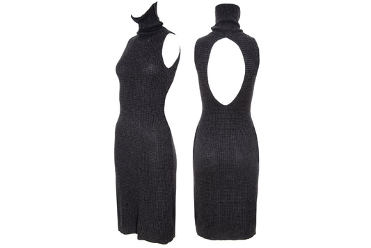 Vintage Italian brand cashmere blend knit open back sleeveless dress - Made in Italy