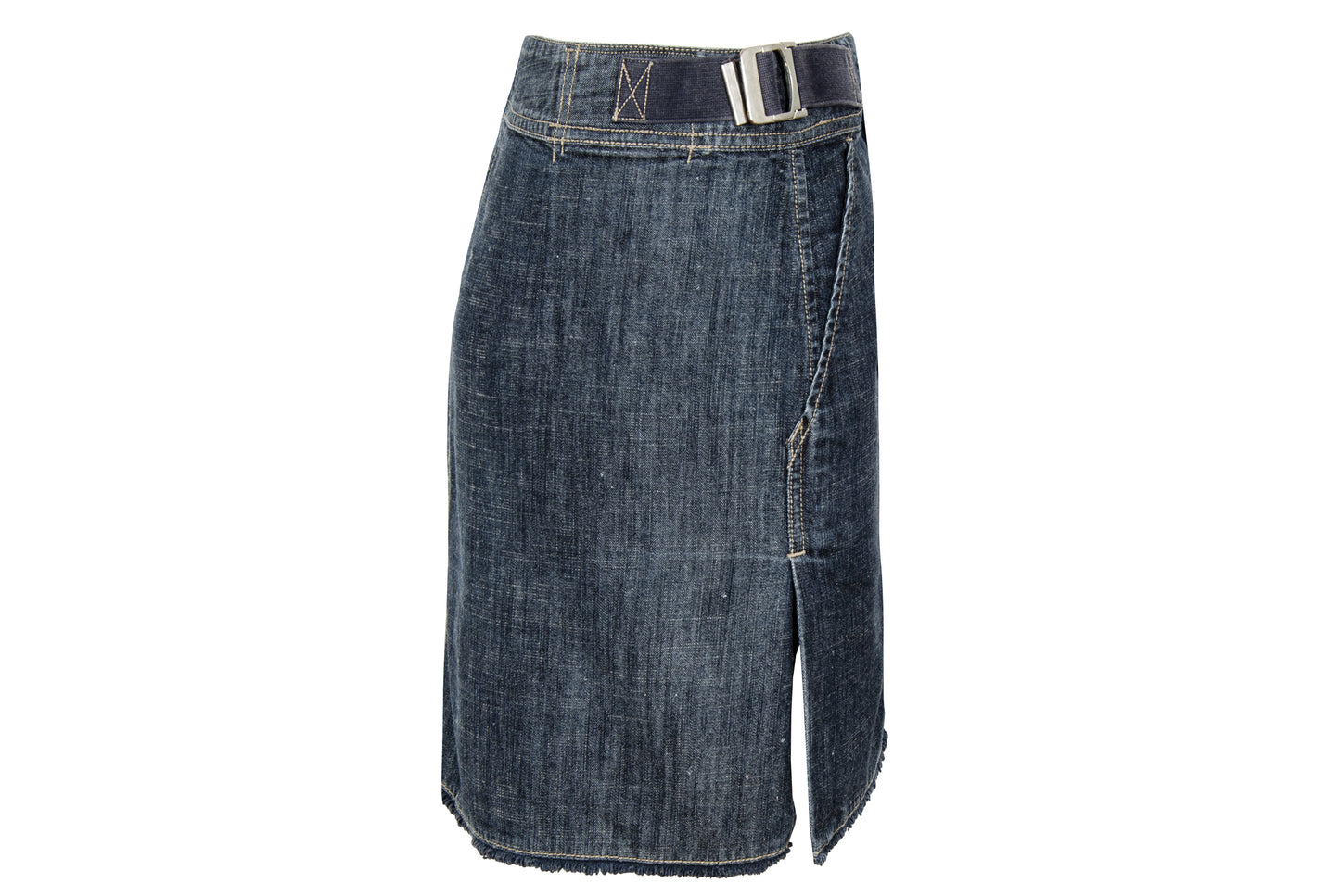 2000s Marithé + François Girbaud technical button front denim mini skirt with buckle details