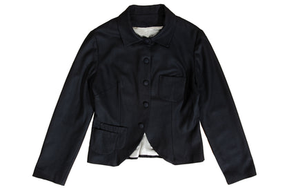 Vintage 100% wool black tailored avant garde jacket with multi buttons front closure
