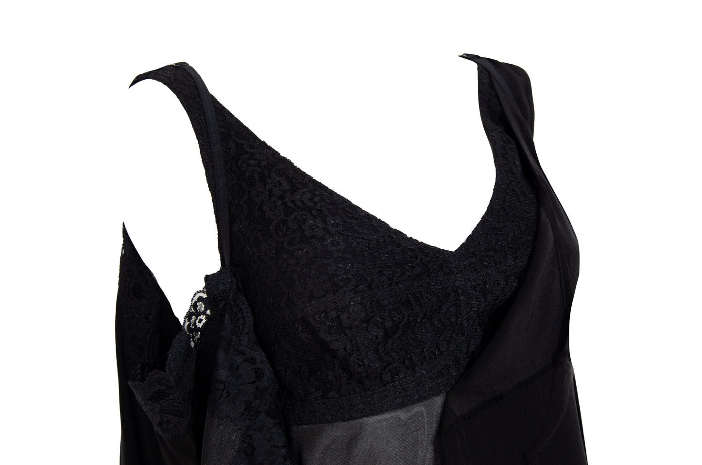 Vintage Japanese brand 100% silk experimental lingerie inspired deconstructed slip dress with asymmetrical lace panels