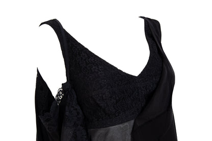 Vintage Japanese brand 100% silk experimental lingerie inspired deconstructed slip dress with asymmetrical lace panels