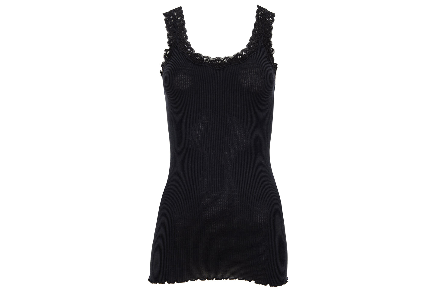 90s silk and cotton plunging neckline lace trim sleeveless top