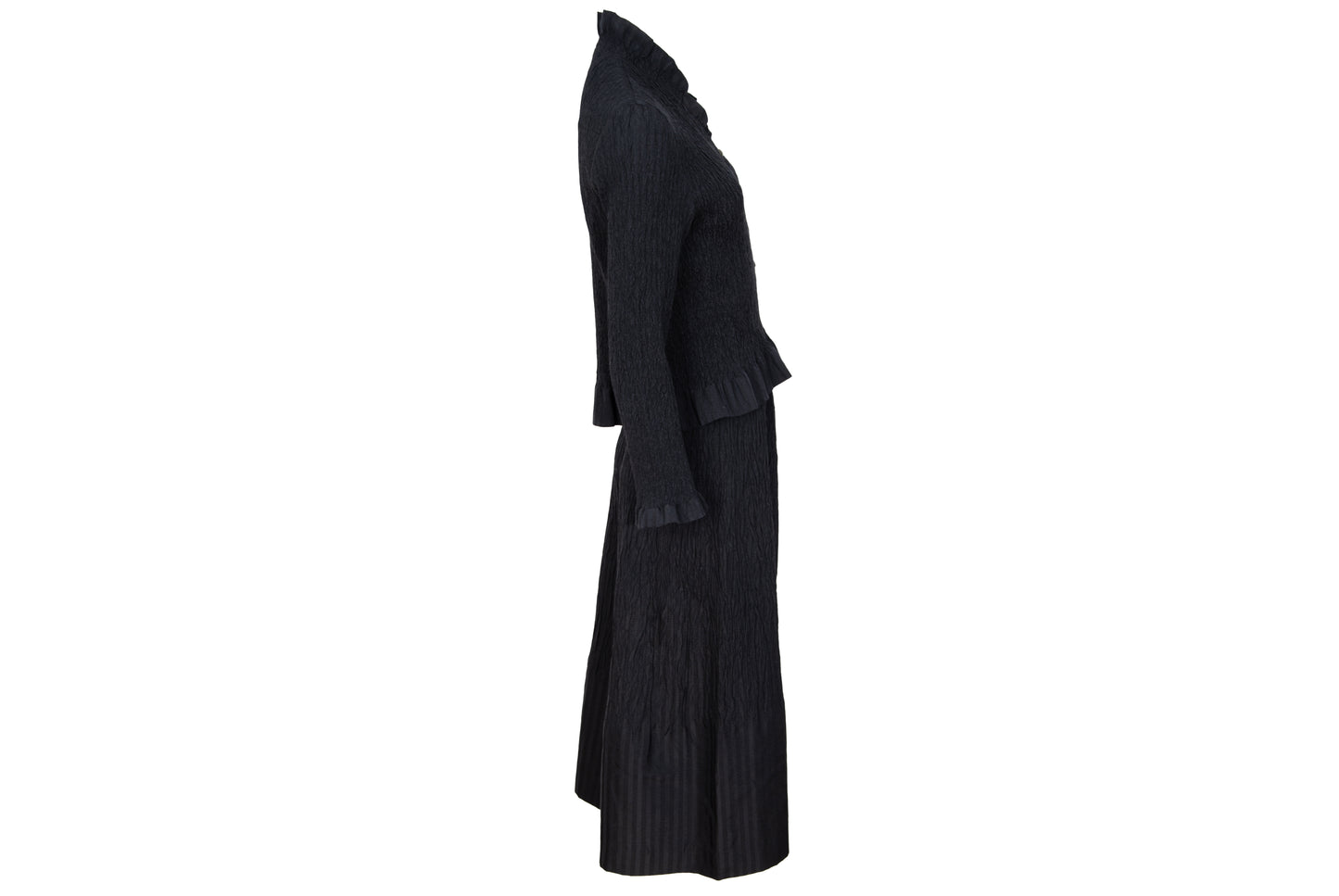Vintage Akihiko Izukura silk permanent pleats shirt and skirt two piece set