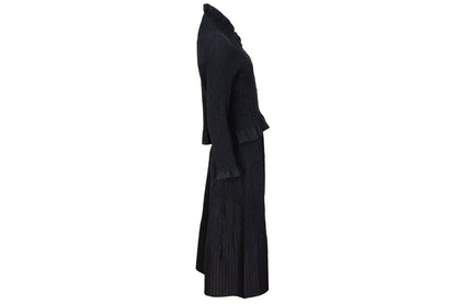 Vintage Akihiko Izukura silk permanent pleats shirt and skirt two piece set