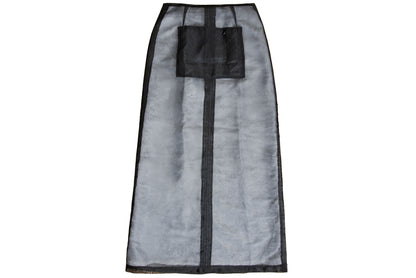 F/W 2000 Amaya Arzuaga linen blenc sheer cargo pocket skirt - Made in Spain