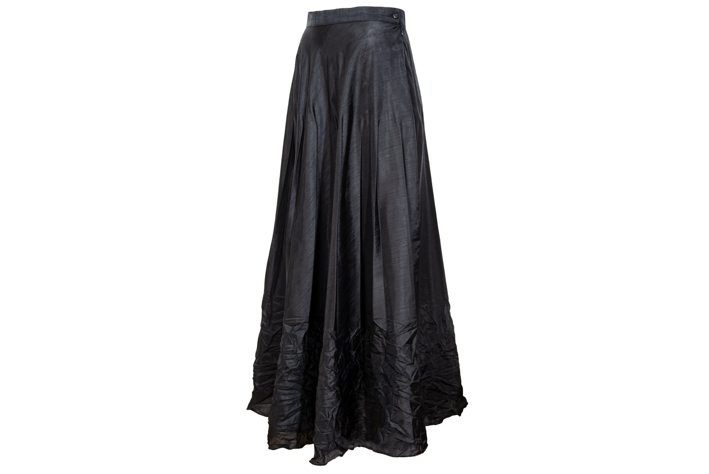 Vintage 1990s French designer black permanent pleats maxi skirt - Made in France