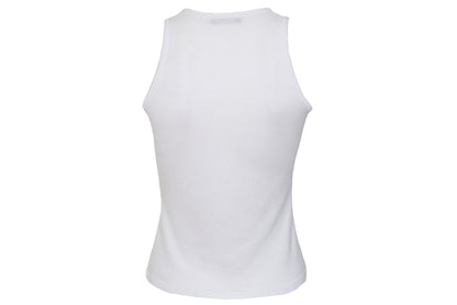 2000s Amaya Arzuaga white knit top with frayed mesh and ribbon corset front