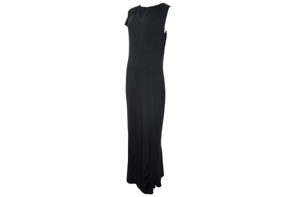 Vintage PierAntonioGaspari minimal black maxi dress with dramatic low back and asymmetrical sleeves