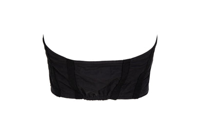 1990s Italian brand black cotton cropped bustier top / Made in Italy