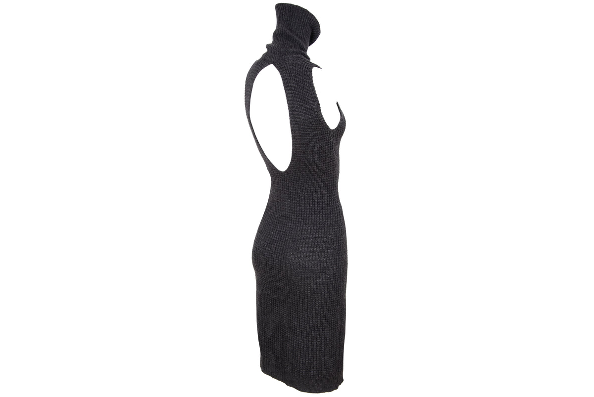 Vintage Italian brand cashmere blend knit open back sleeveless dress - Made in Italy