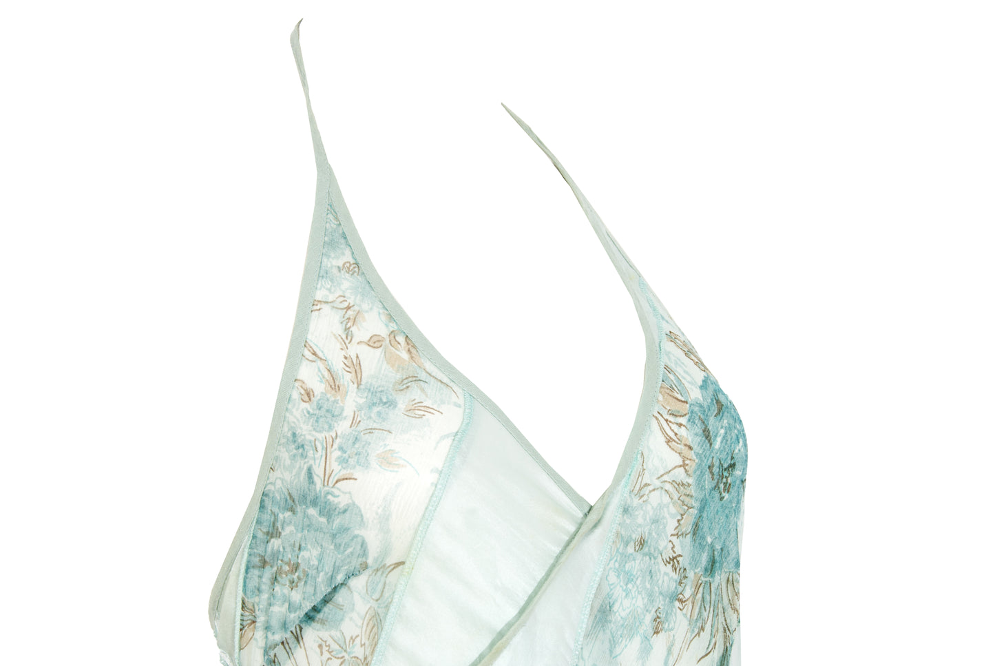 90s Kaat Tilley 100% silk watercolor floral print draped asymmetrical hem dress