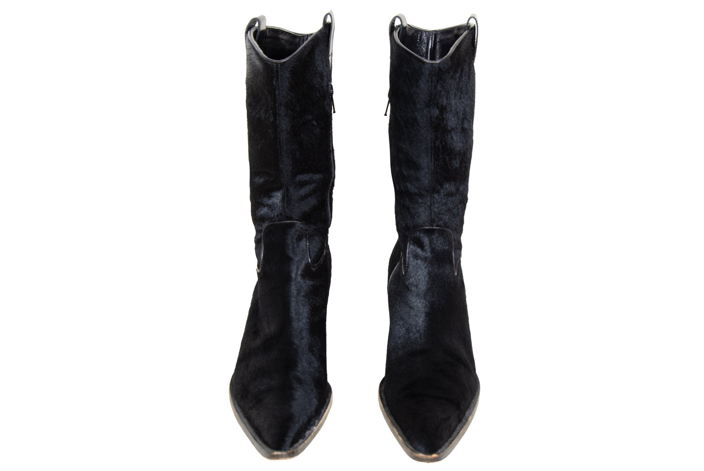 Vintage Italian black pony hair western boots - Genuine leather – Made in Italy