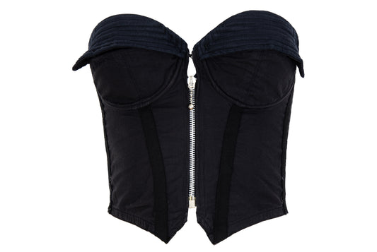 1990s Italian brand black cotton cropped bustier top / Made in Italy