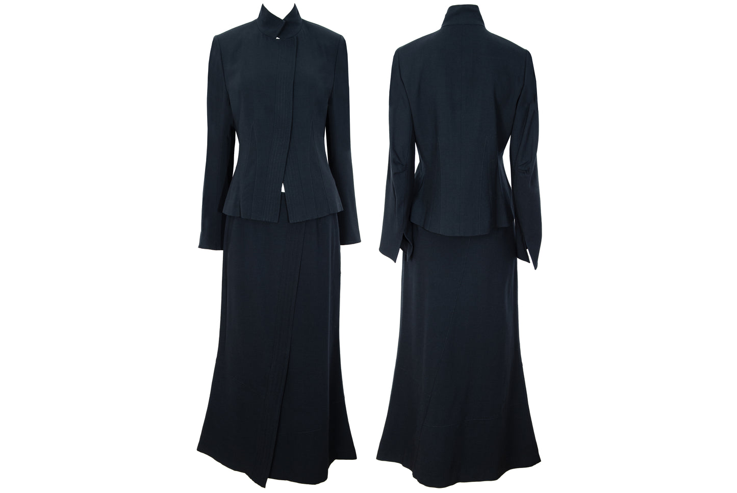 Vintage Ritsuko Shirahama minimalist avant garde 100% wool skirt suit / Made in Japan
