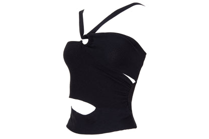 Vintage Italian brand asymmetrical cut top with o-ring and cut-out details - Made in Italy